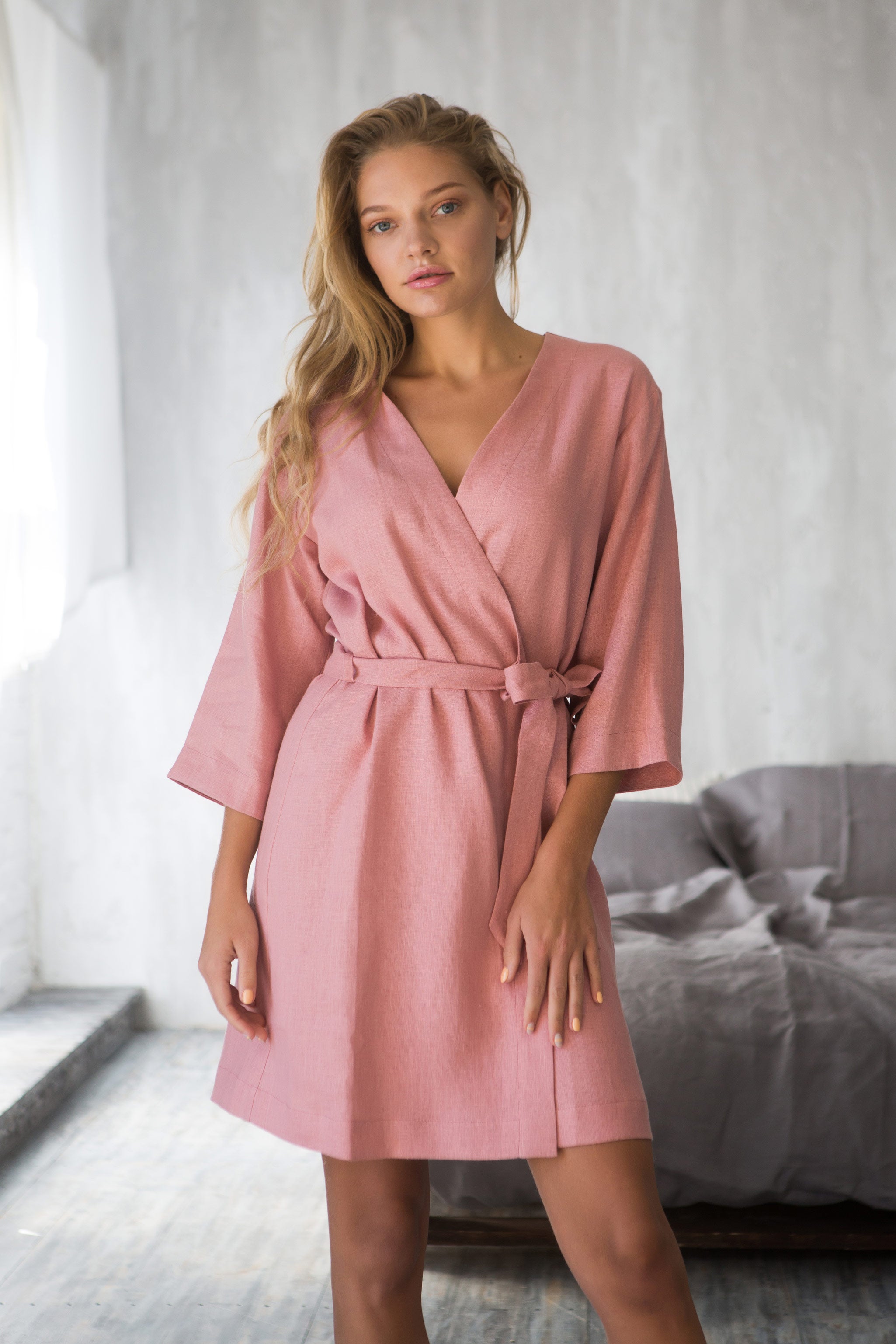 Linen Kimono Robe | Black