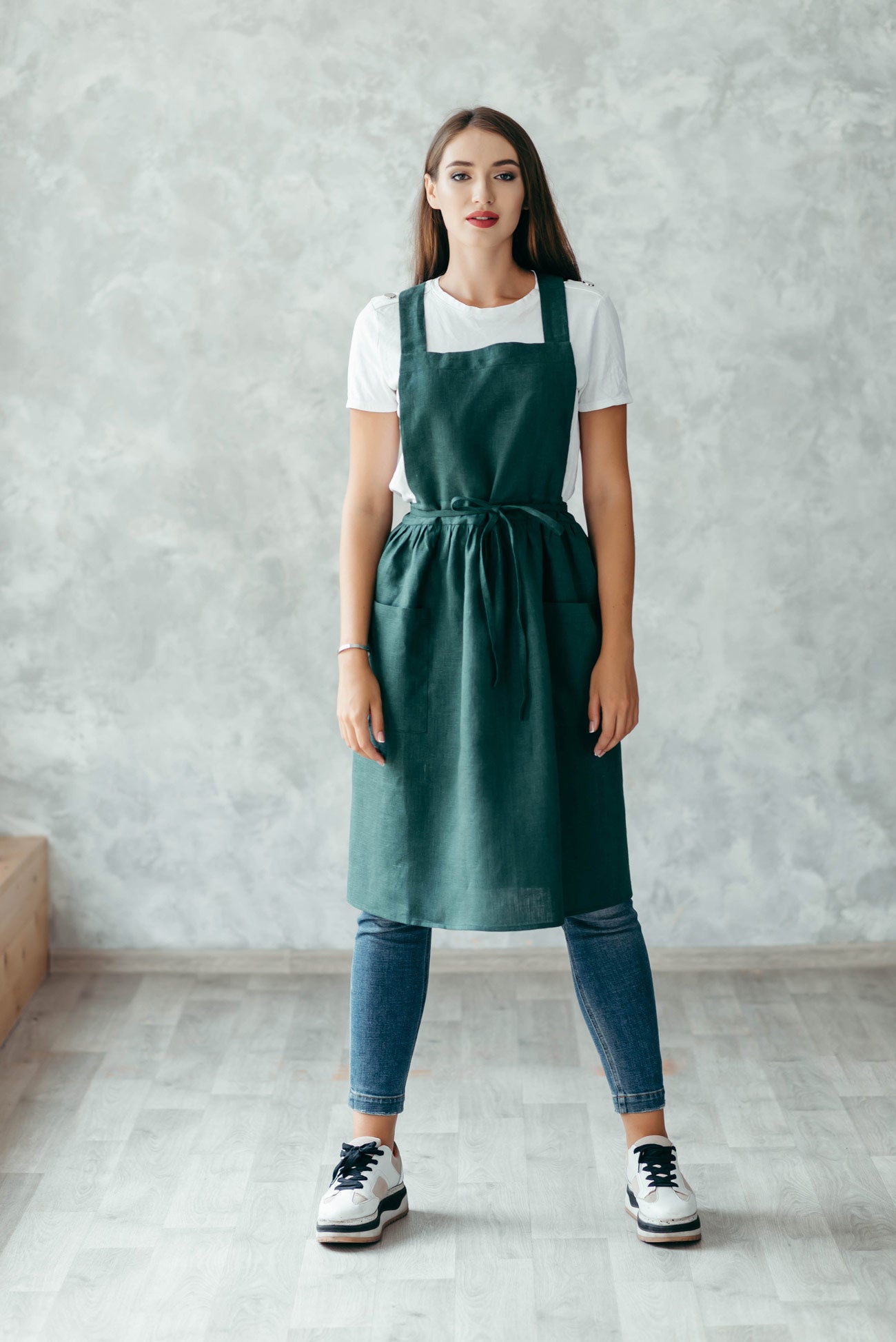 Cross-Back Linen Apron for Women