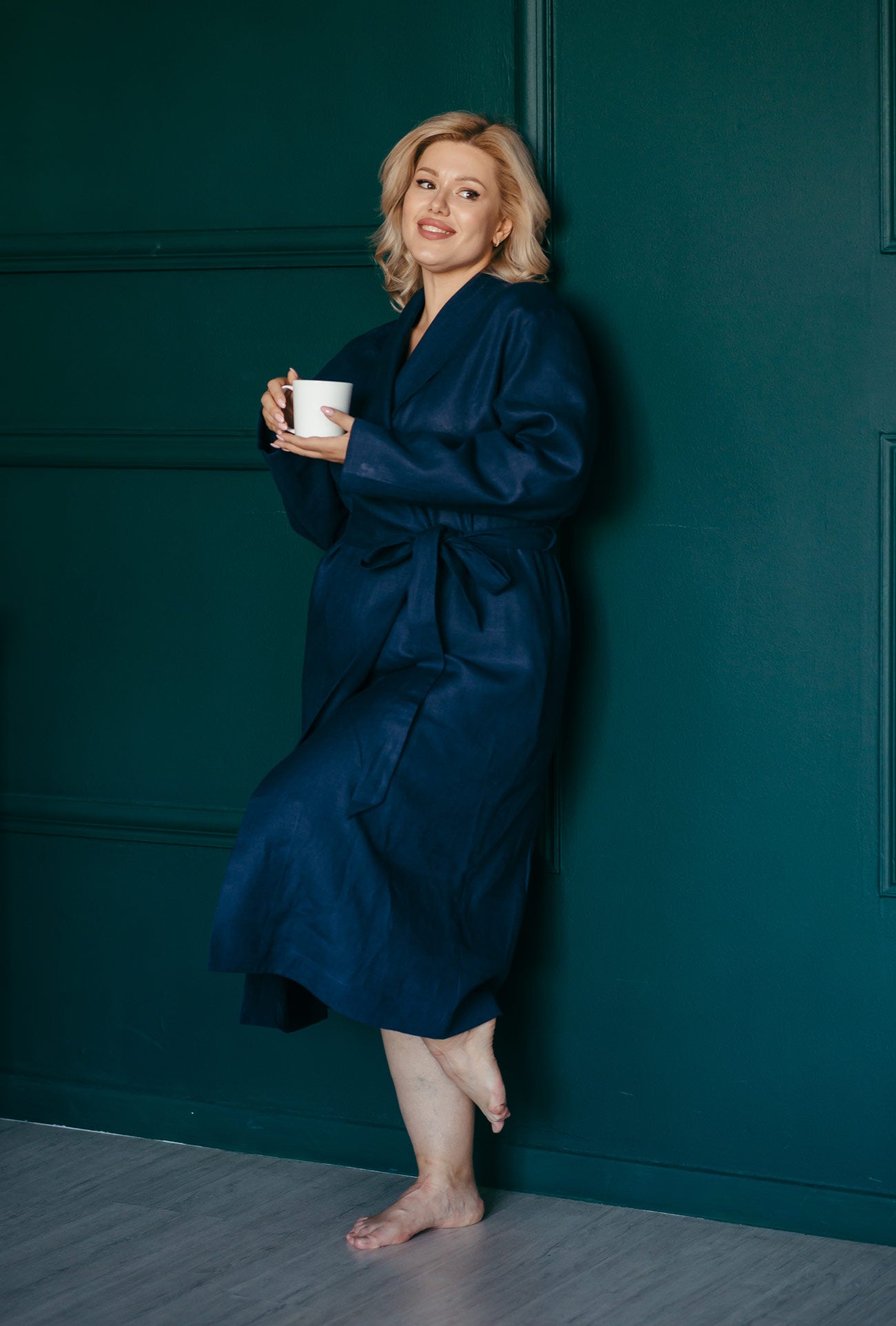 Linen Robe for Women | Pink Heather