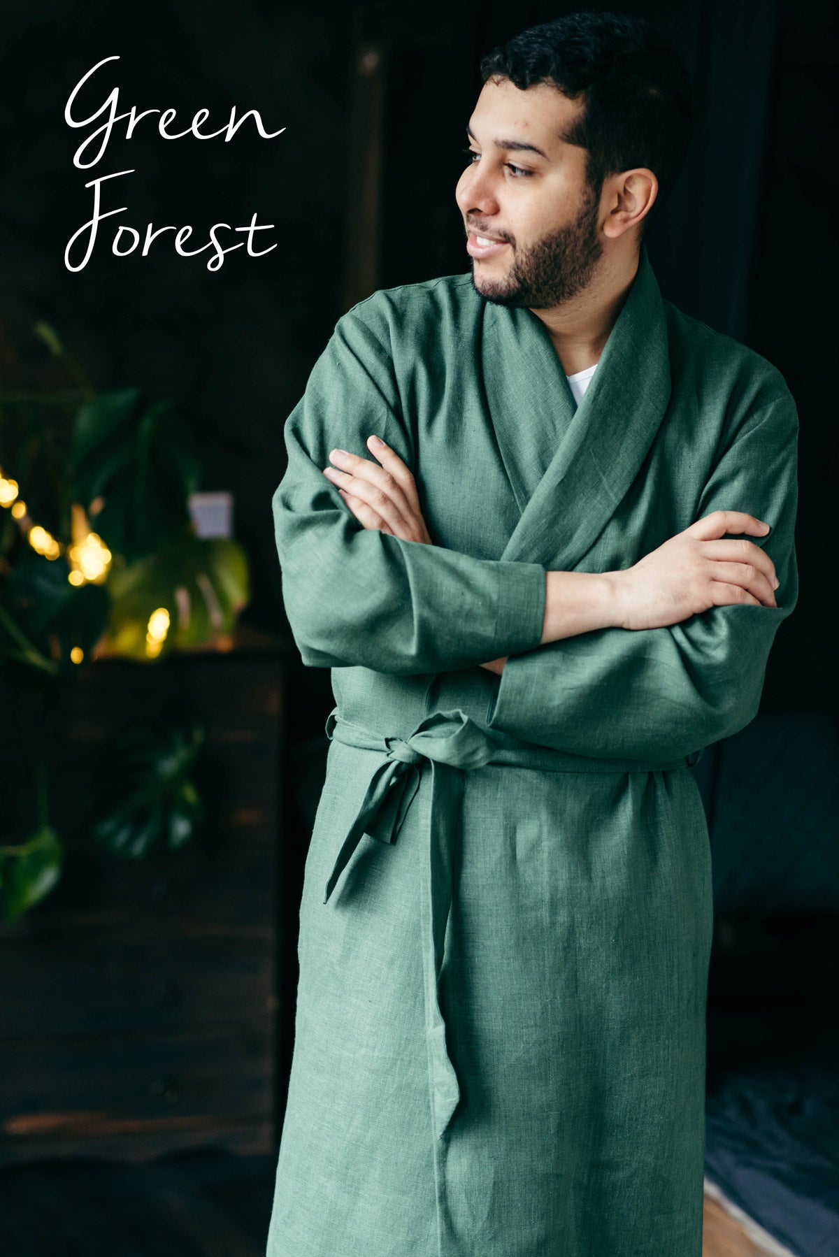 Classic Men’s Linen Robe | Navy