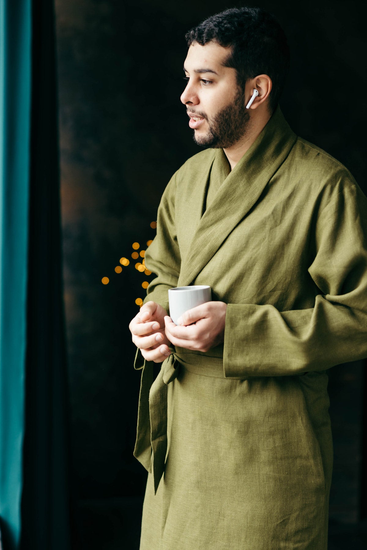 Classic Men’s Linen Robe | Navy