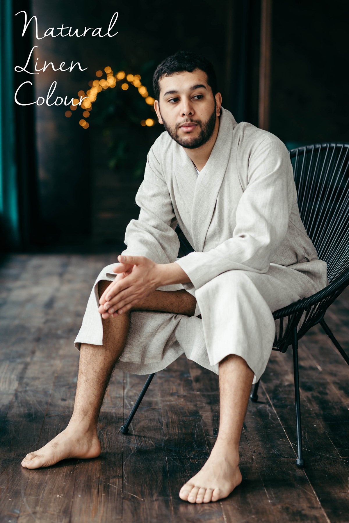 Classic Men’s Linen Robe | Navy