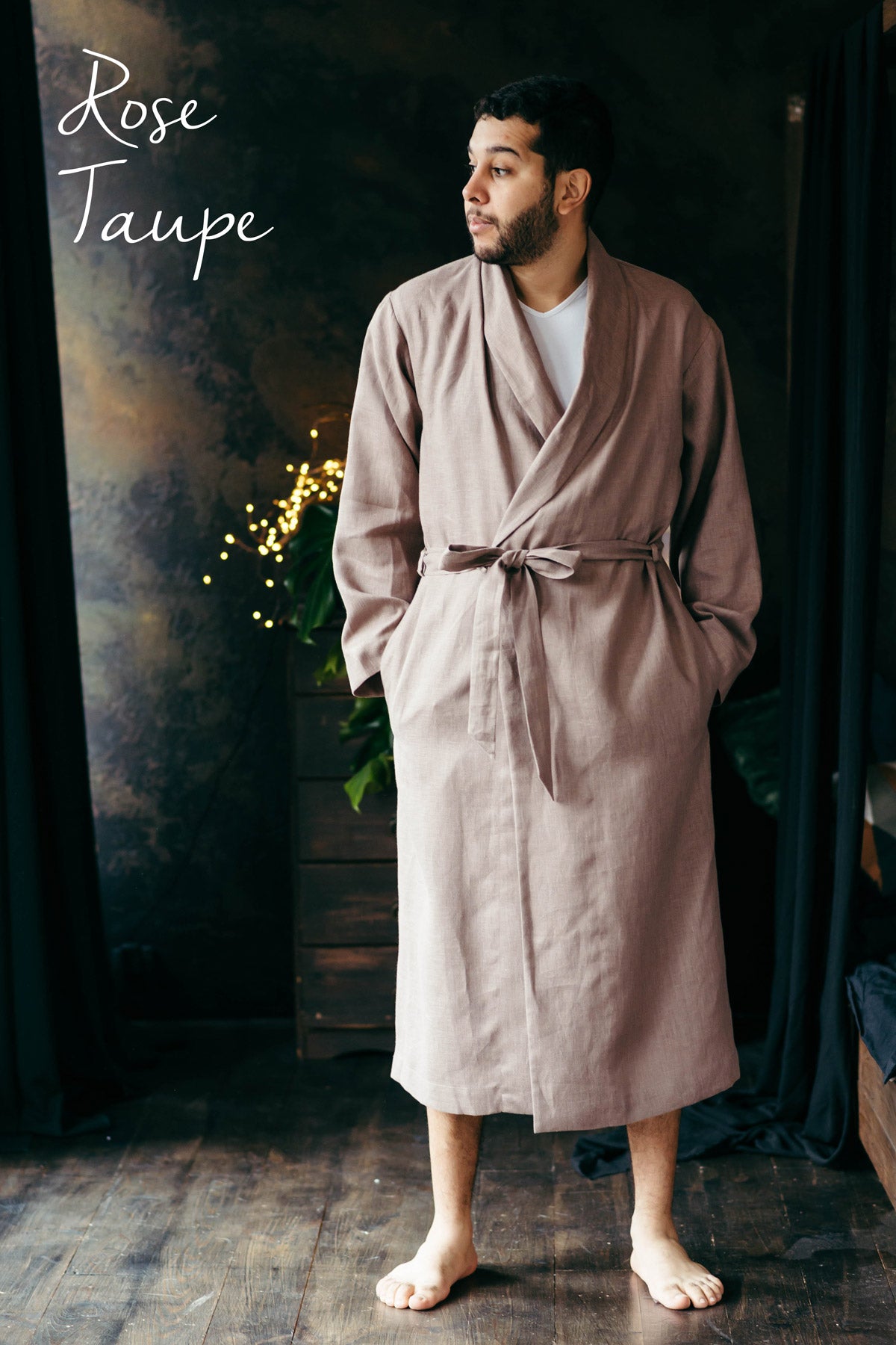 Classic Men’s Linen Robe | Navy