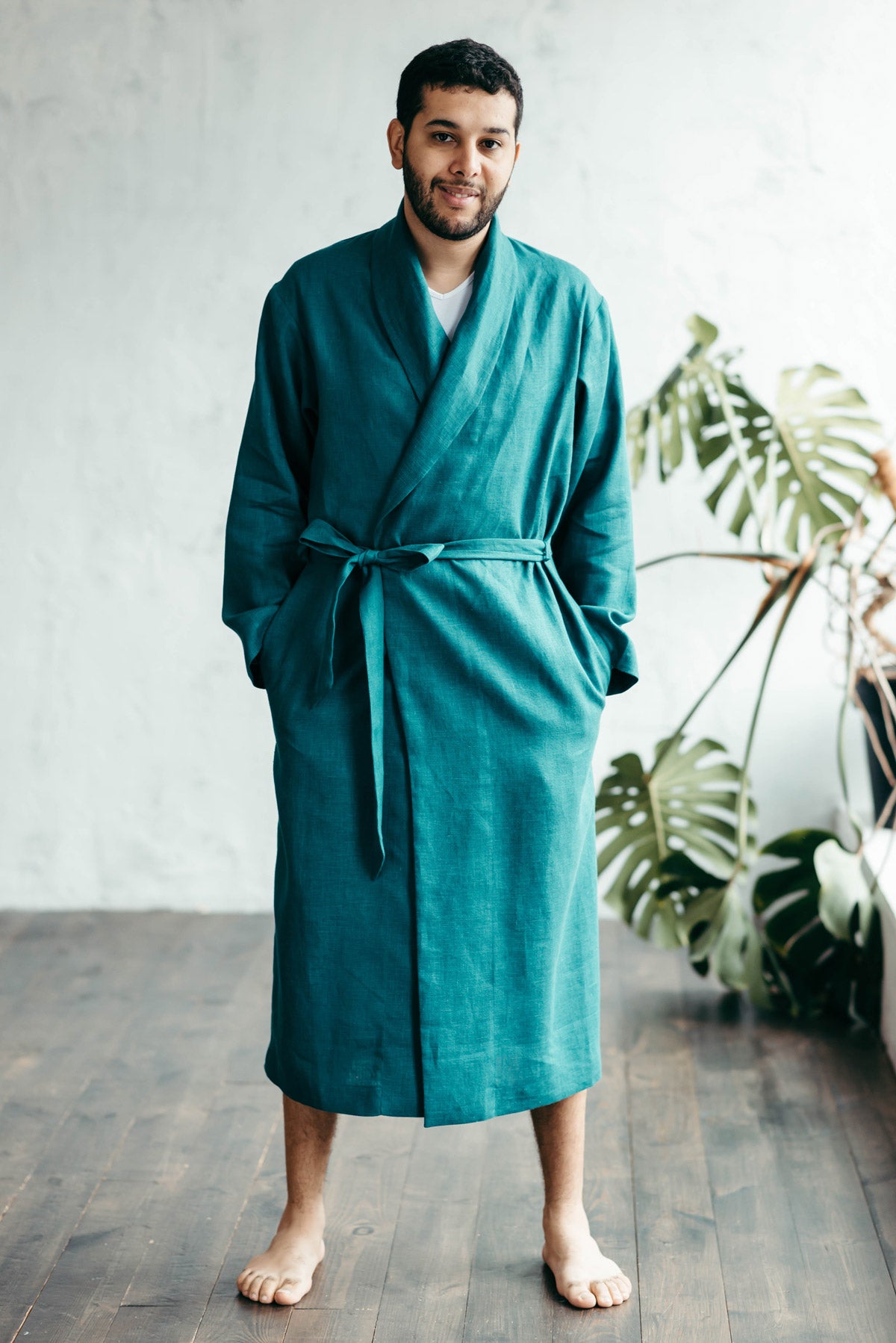 Classic Men’s Linen Robe | Multiple Colour Options