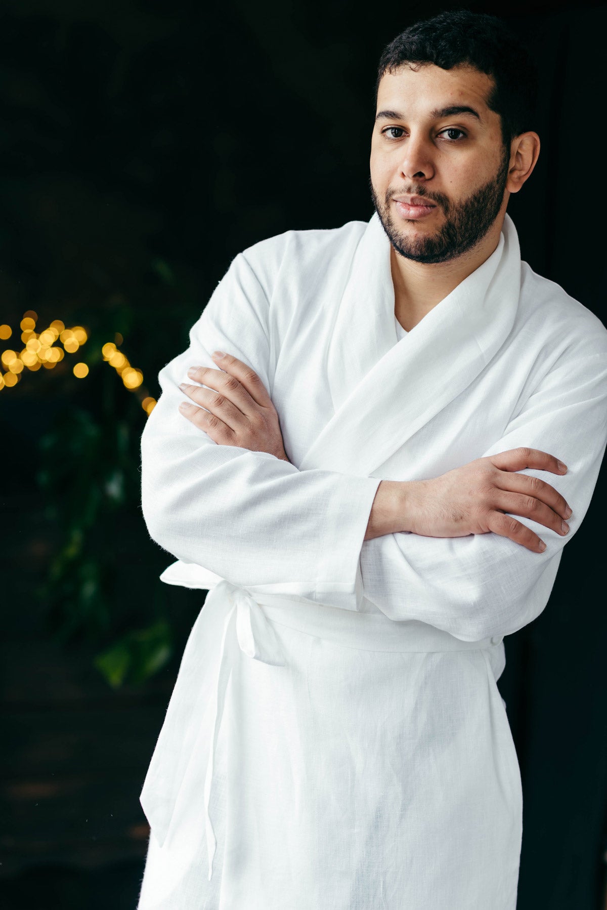 Classic Men’s Linen Robe | Navy