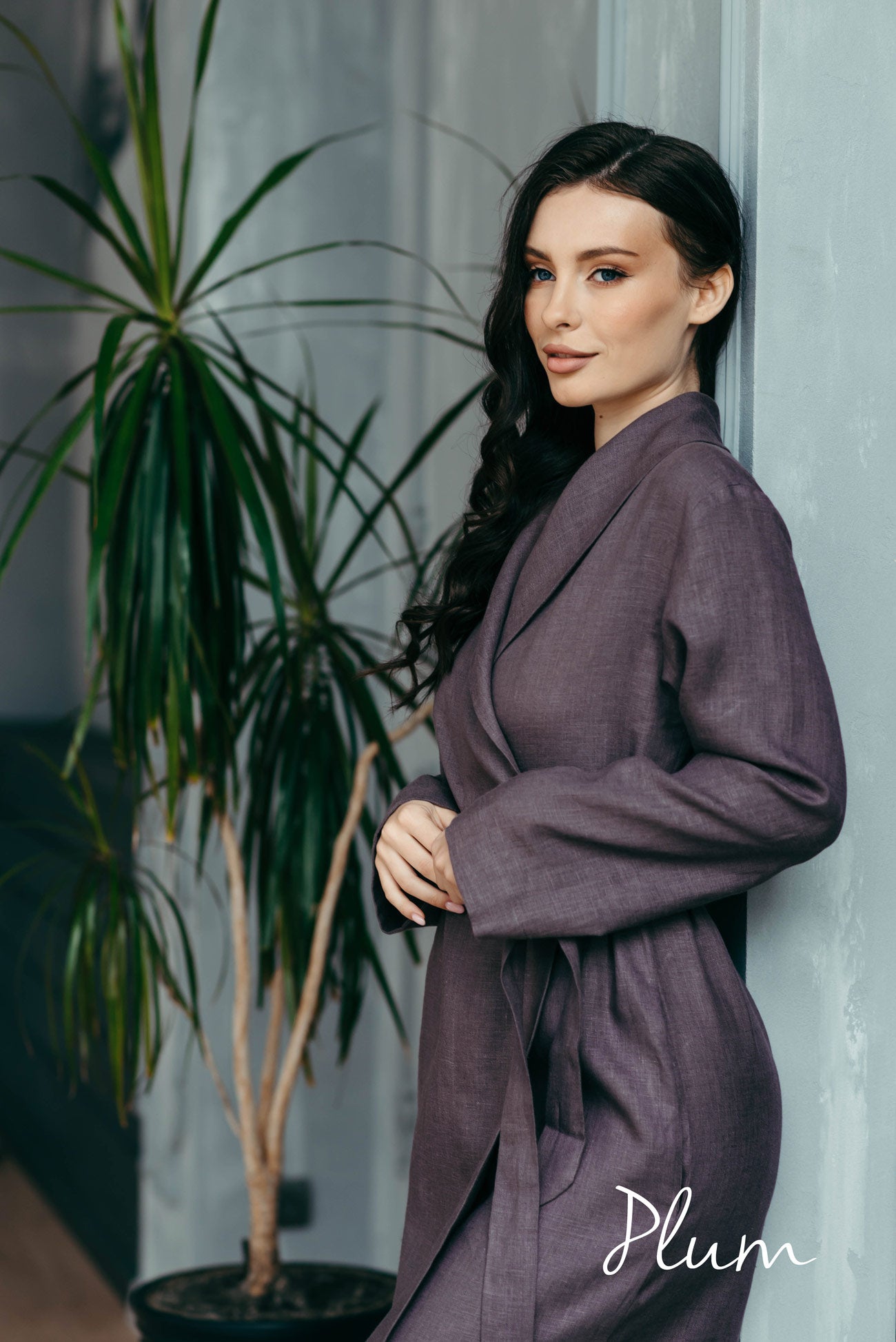 Linen Robe for Women | Pink Heather