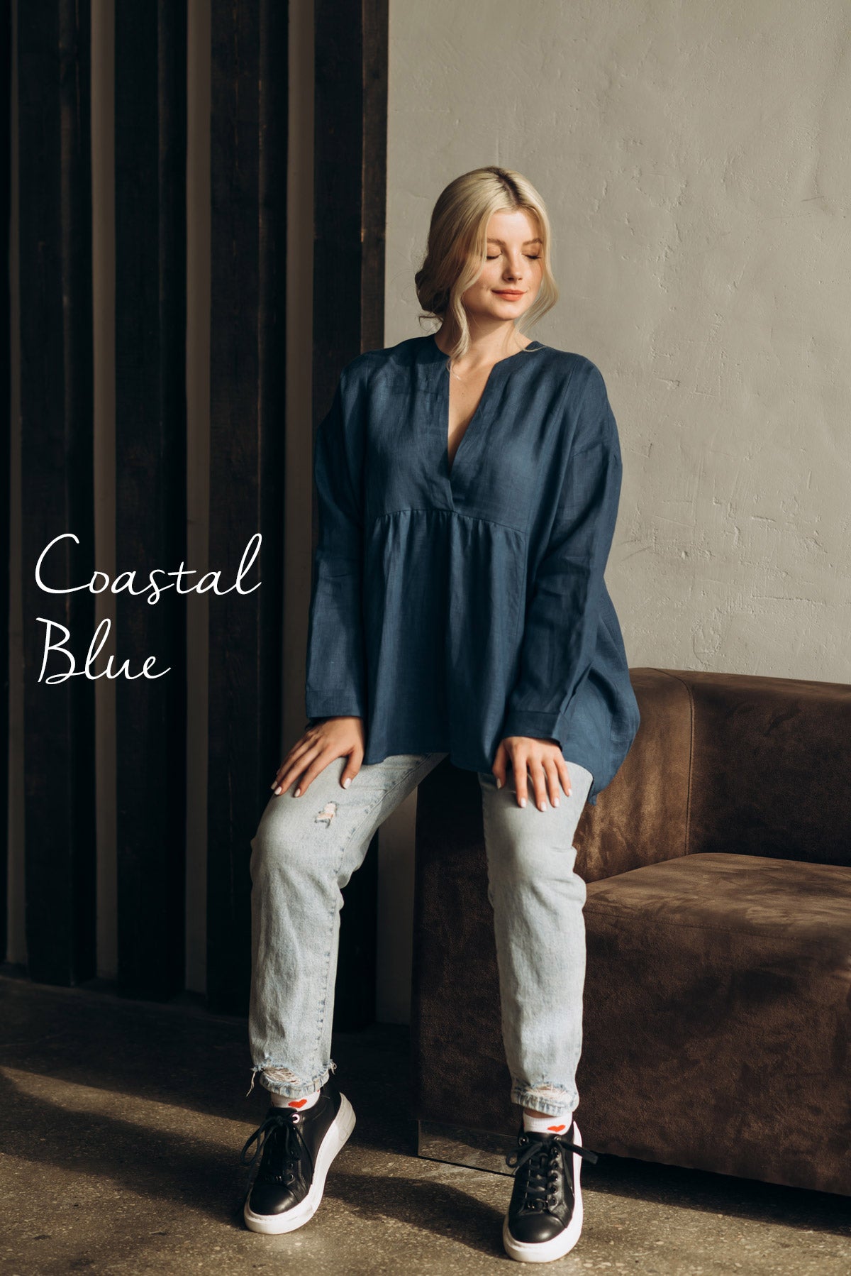 Blue Oversized Linen Shirt