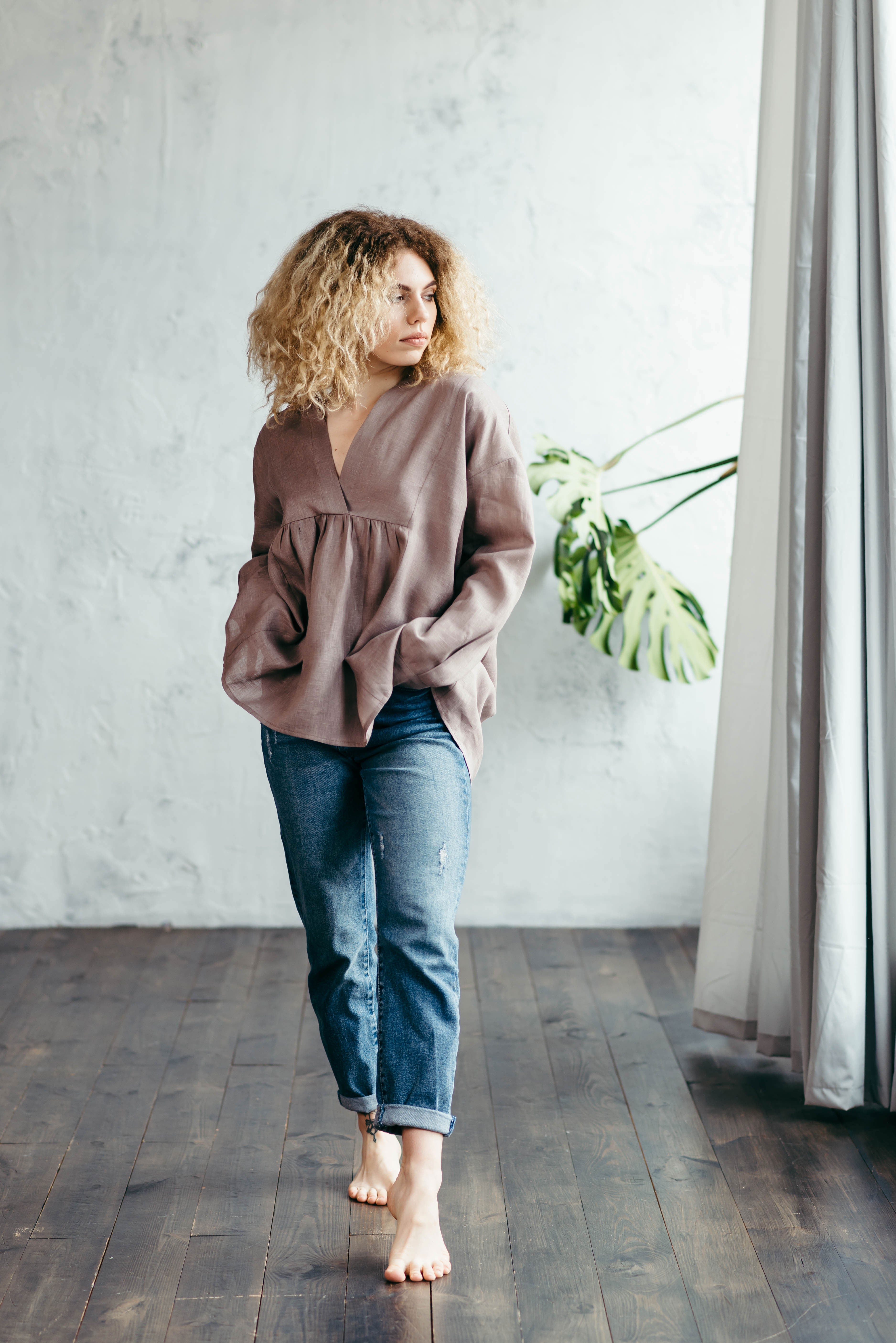 Blue Oversized Linen Shirt