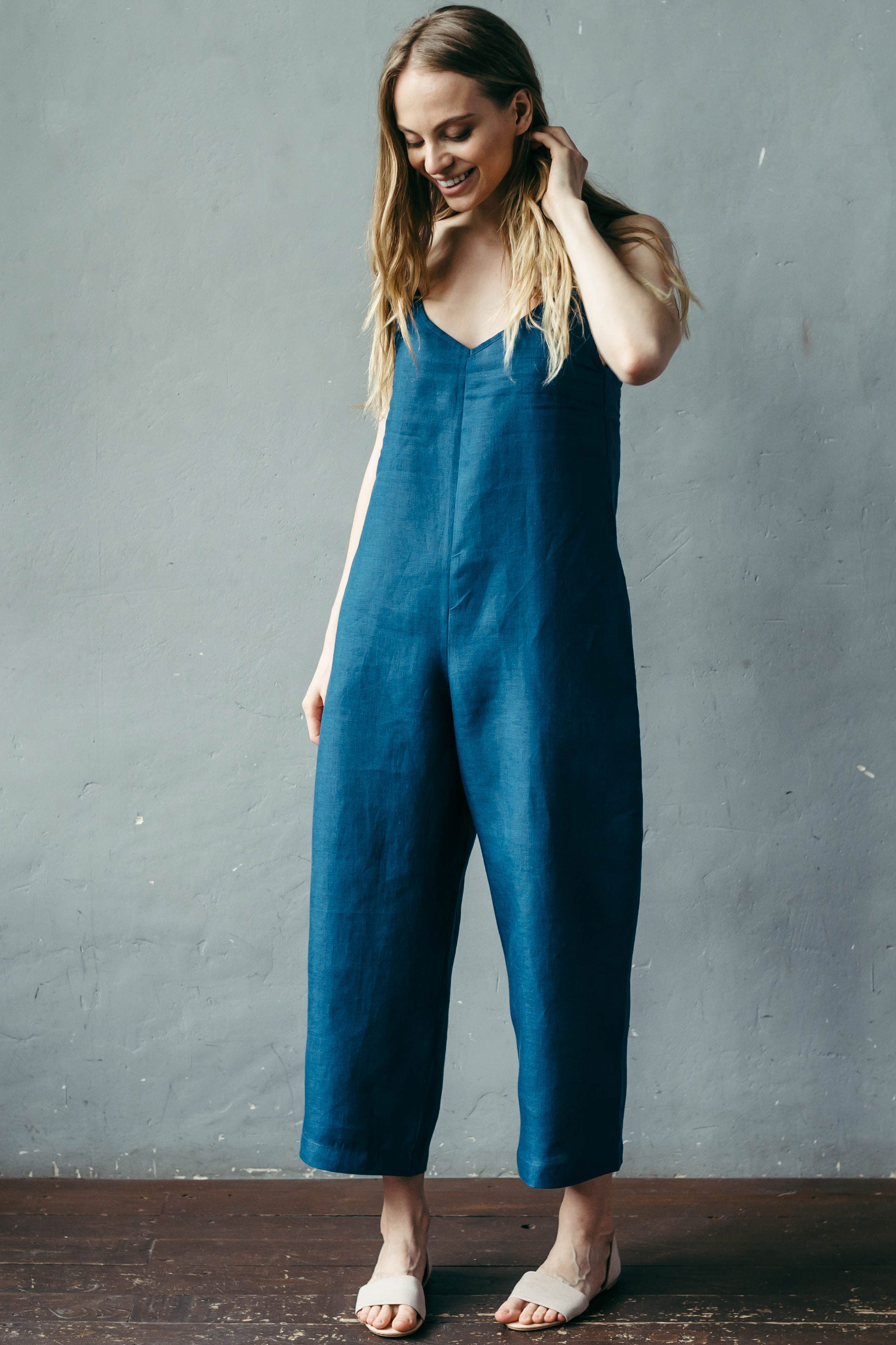 Wide Leg Linen Jumpsuit | Black