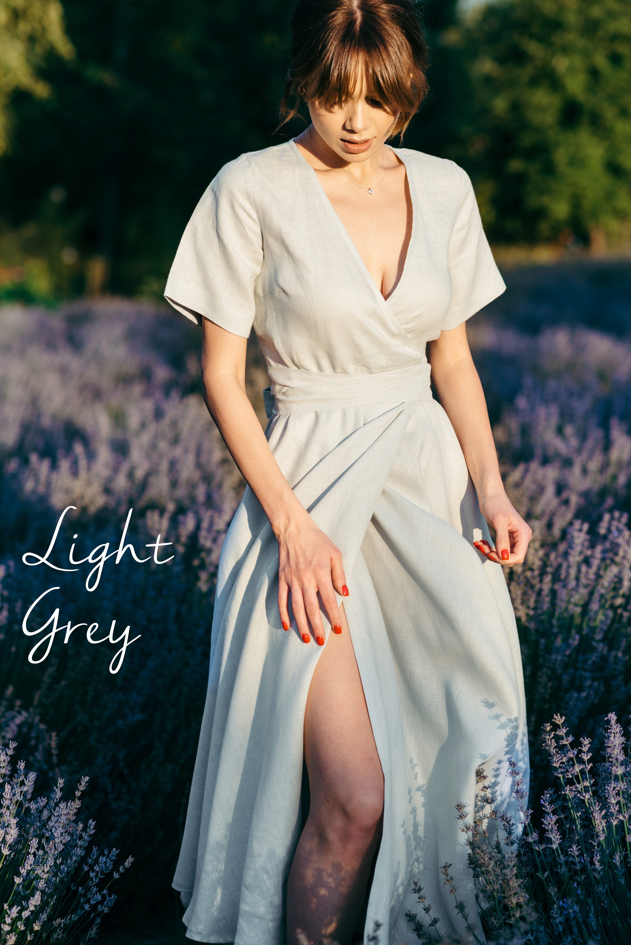 Midi Linen Wrap Dress | Cinnamon