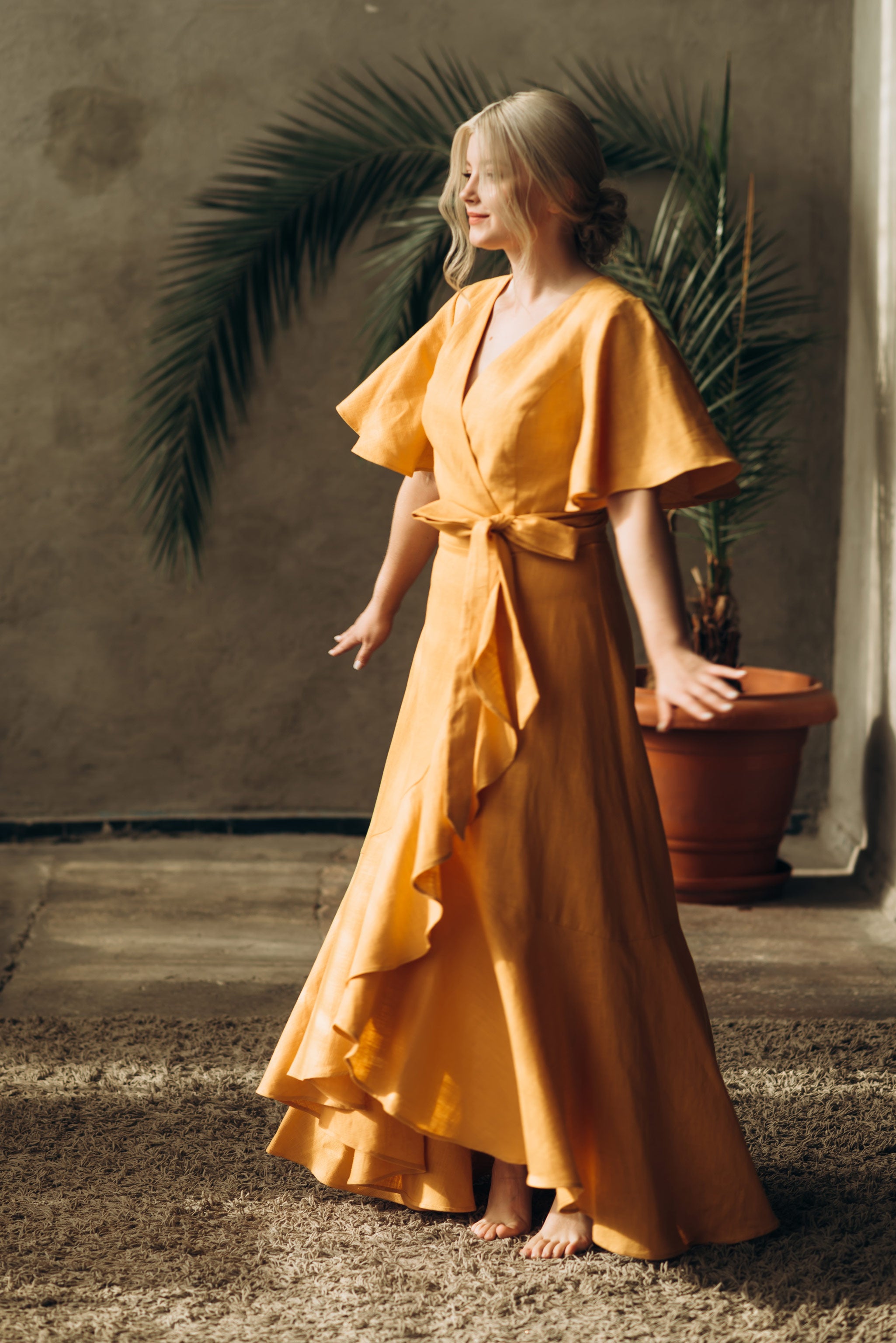 Linen Wrap Dress | Nordic Sky | Bridesmaid & Guest
