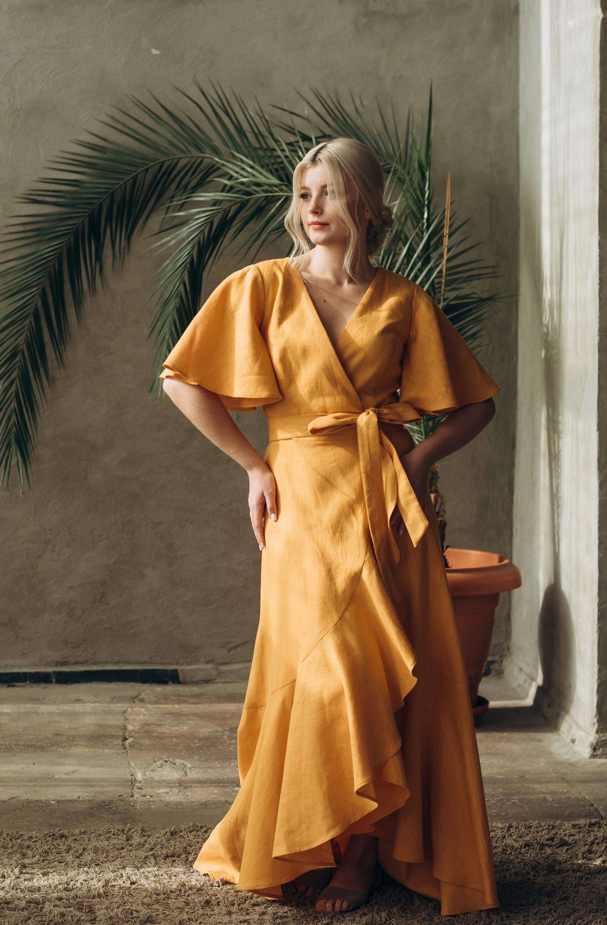 Linen Wrap Dress | Nordic Sky | Bridesmaid & Guest