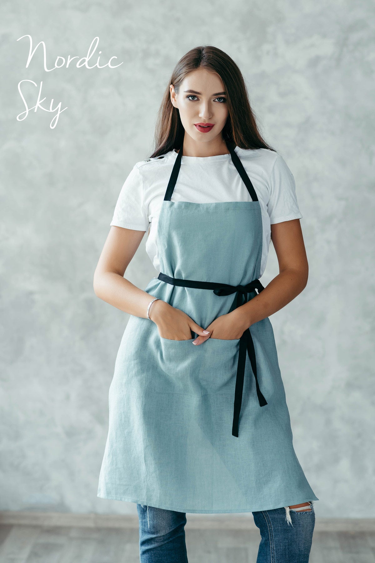 Minimalist Unisex Linen Aprons with Pockets