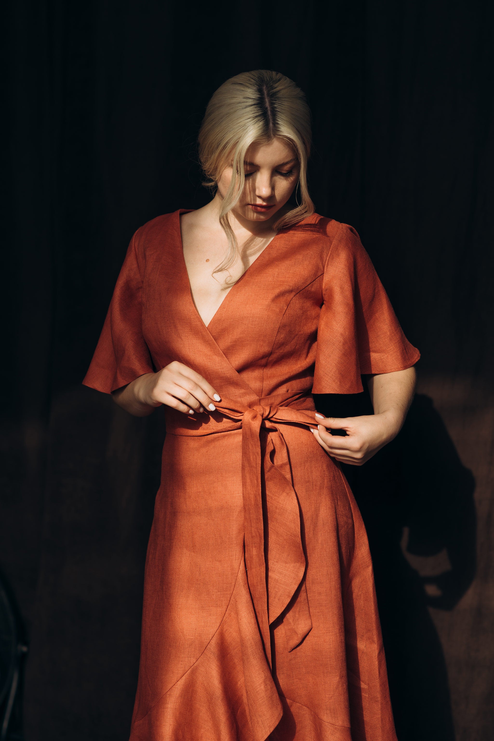 Linen Wrap Dress | Nordic Sky | Bridesmaid & Guest