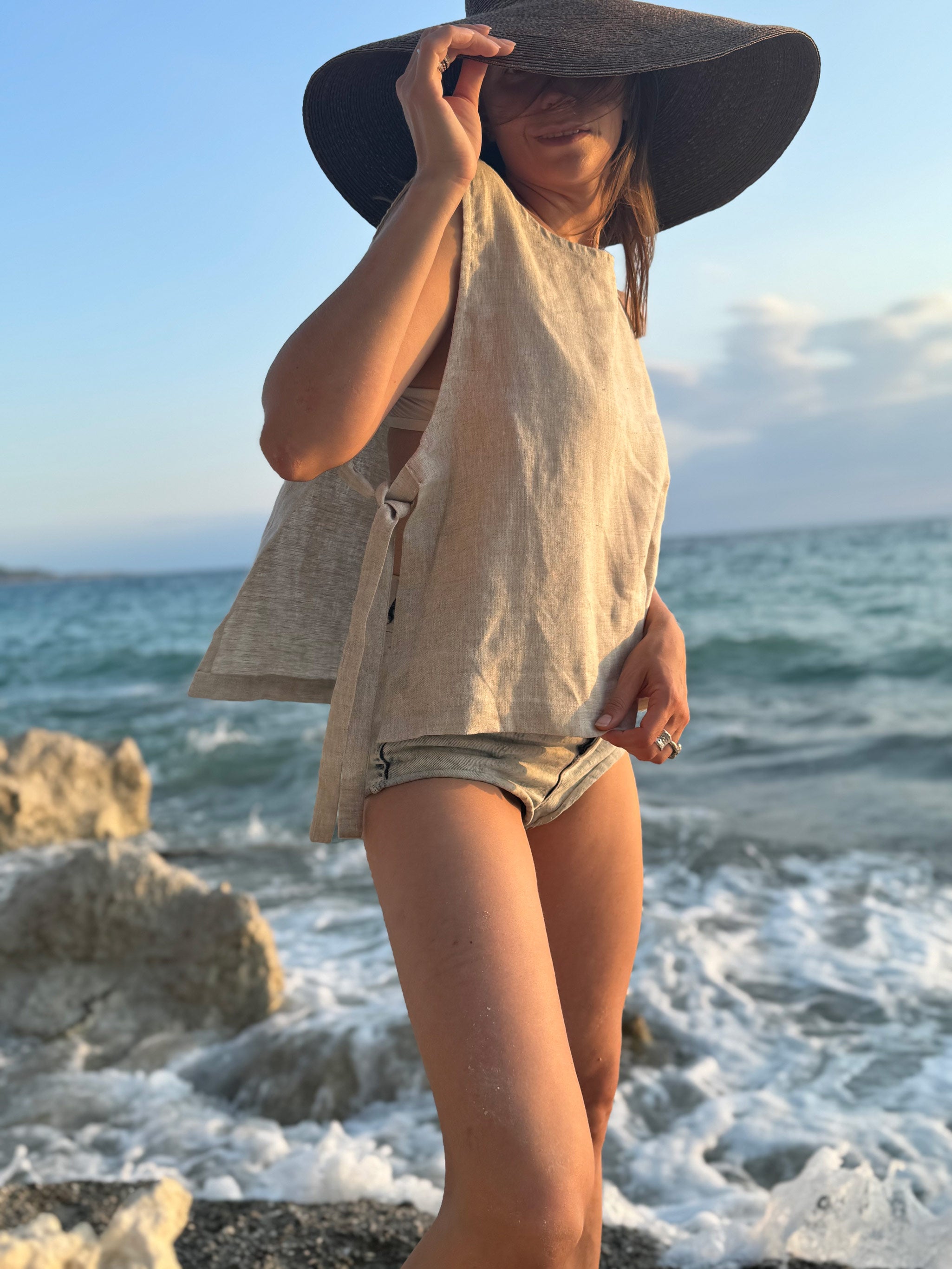 Casual Linen Side-Tie Top