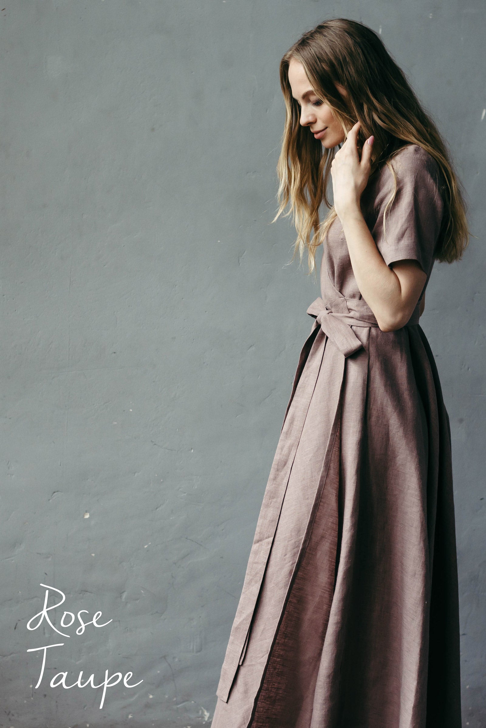 Midi Linen Wrap Dress | Coastal Blue