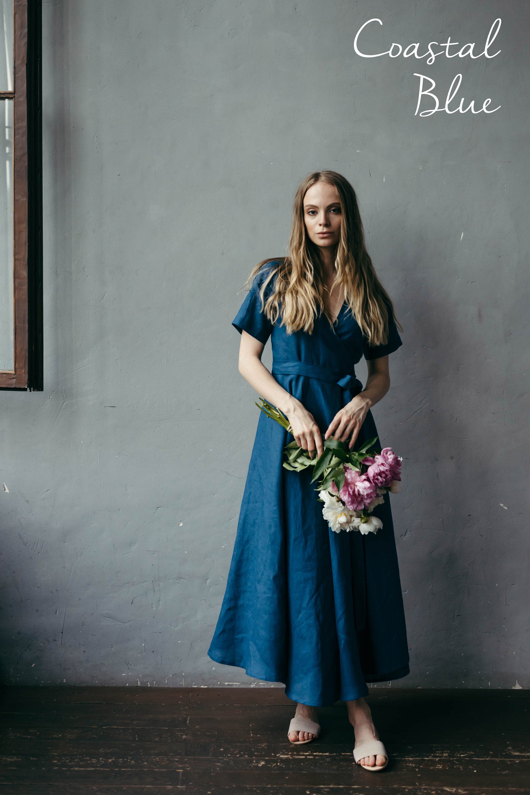 Midi Linen Wrap Dress | Plum