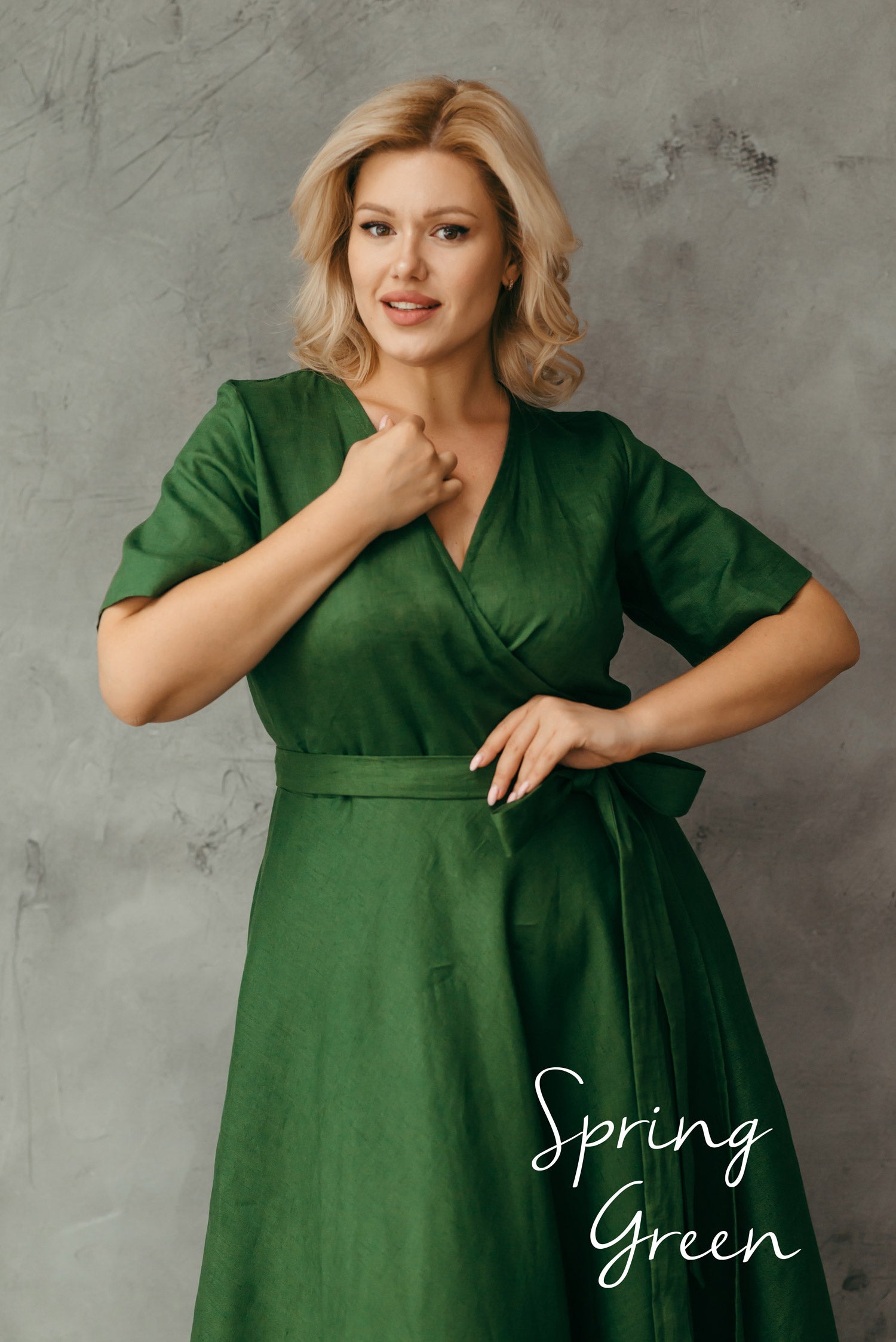 Midi Linen Wrap Dress | Cinnamon