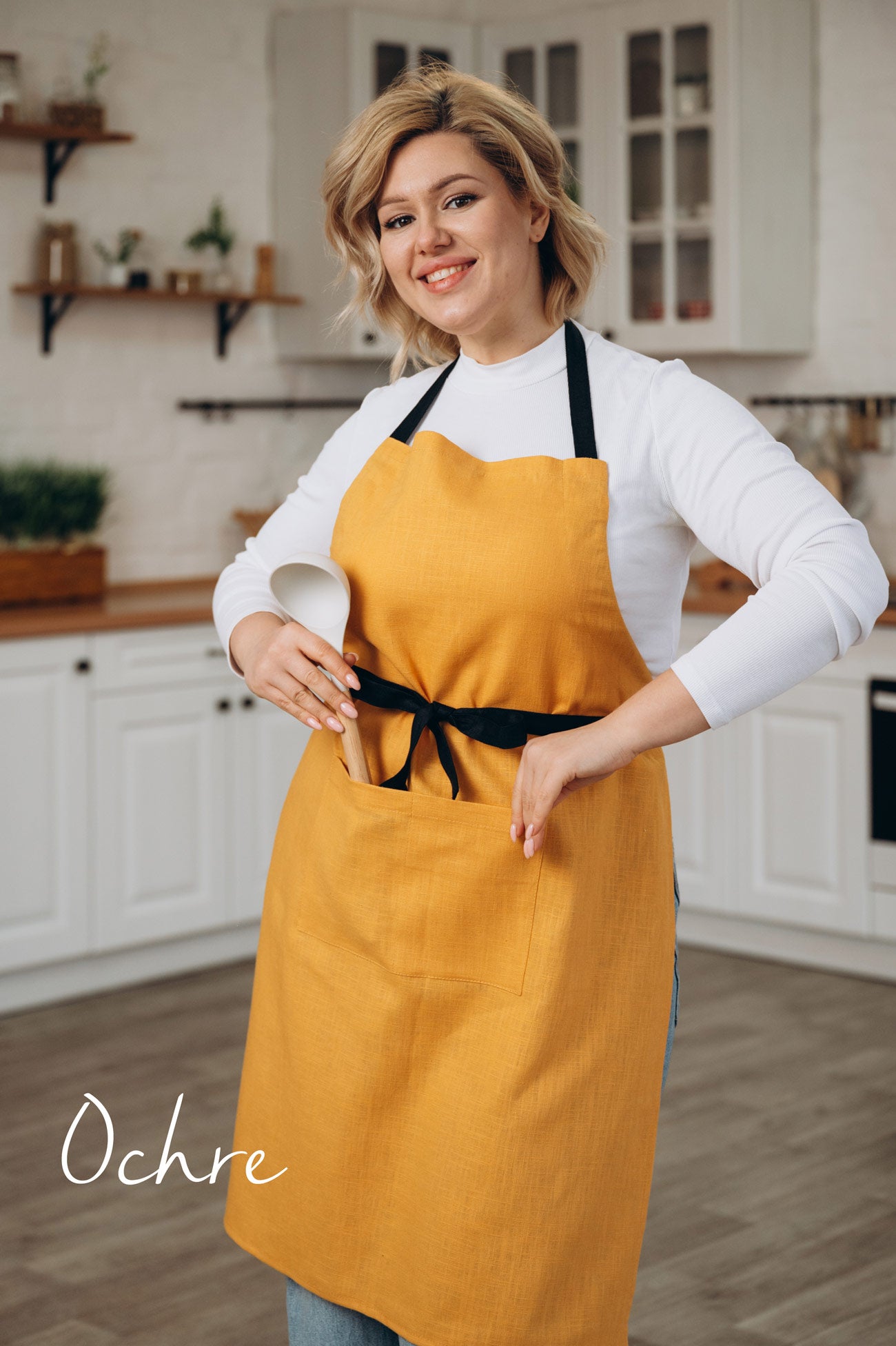 Natural Linen Kitchen Apron