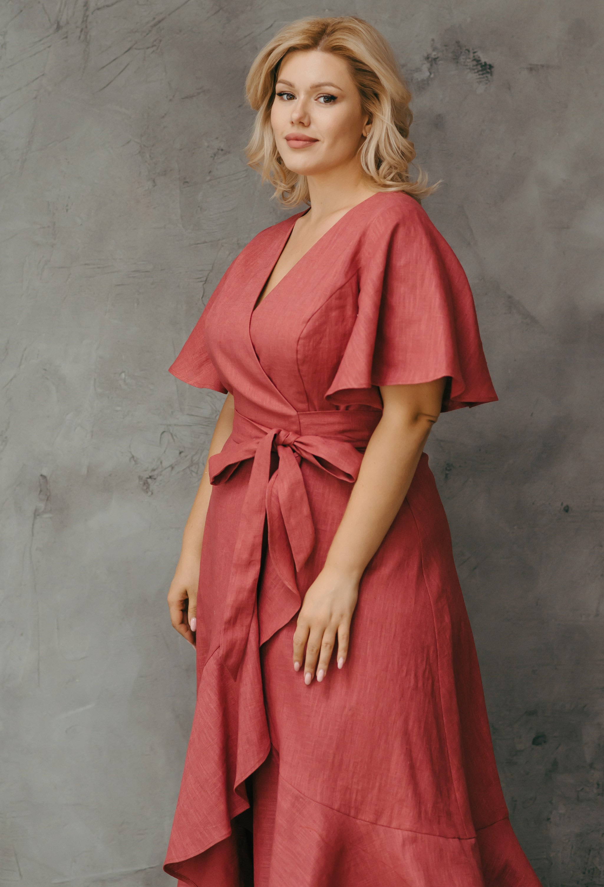 Linen Wrap Dress | Nordic Sky | Bridesmaid & Guest