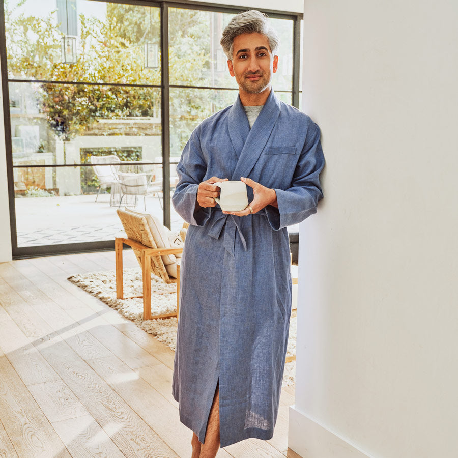 Designing for Tan France: Our Coastal Blue Linen Robe