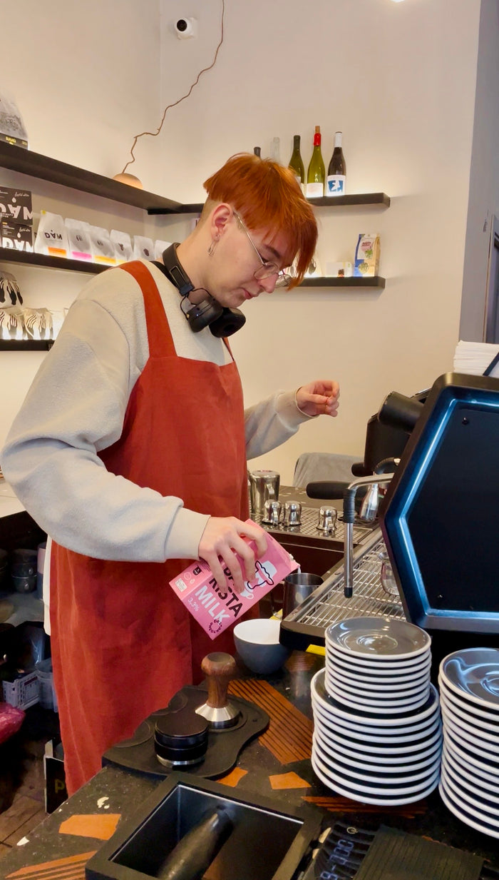 Customer wearing Linen Crossover Pinafore Apron | Multiple Colour Options