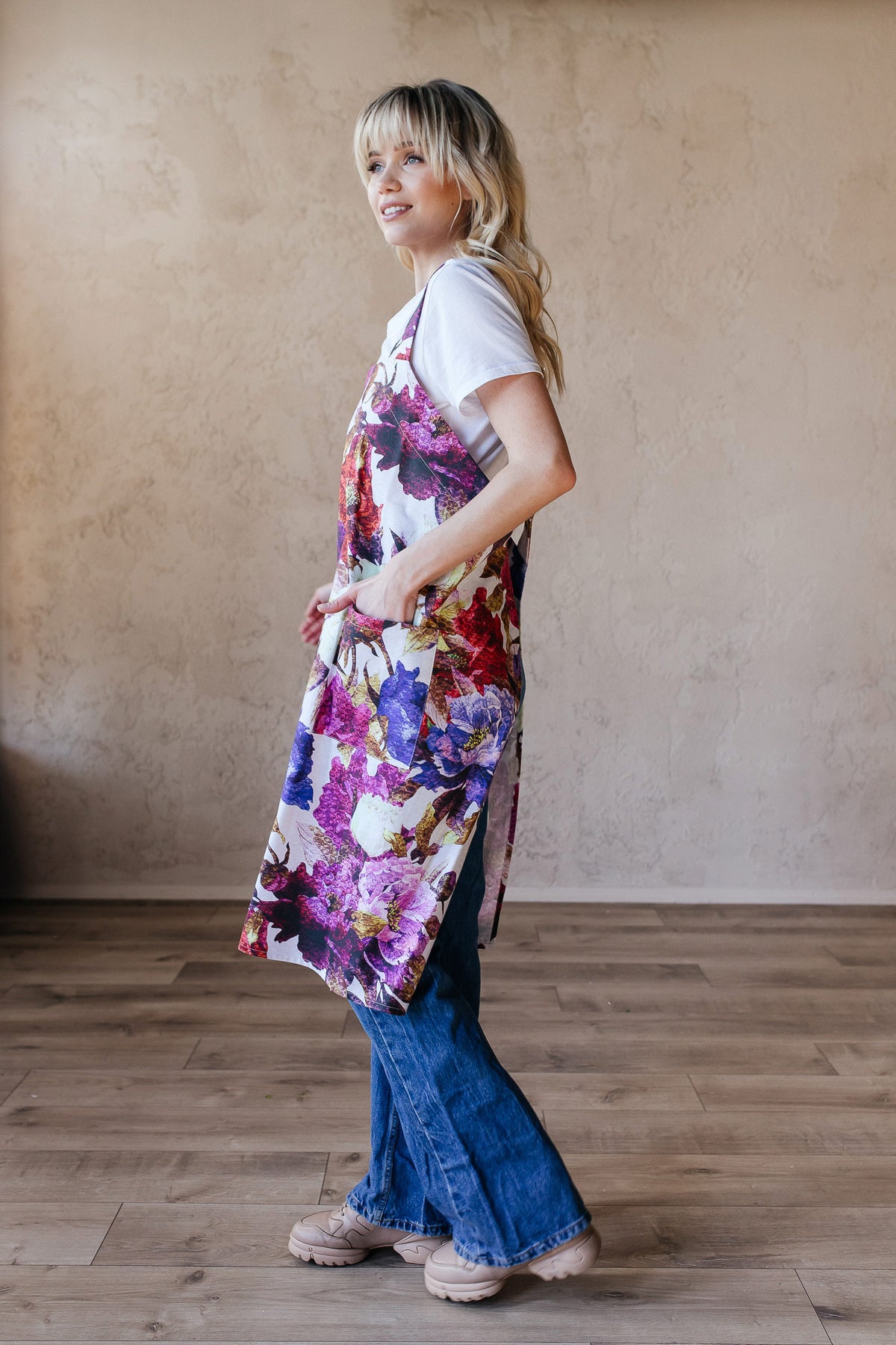 Printed Cotton Pinafore Apron | Checked