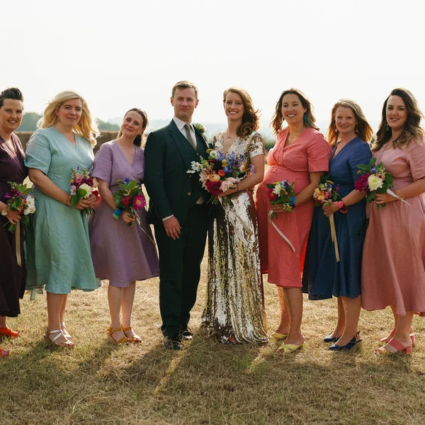 Customer wearing Linen Wrap Dress | Teal