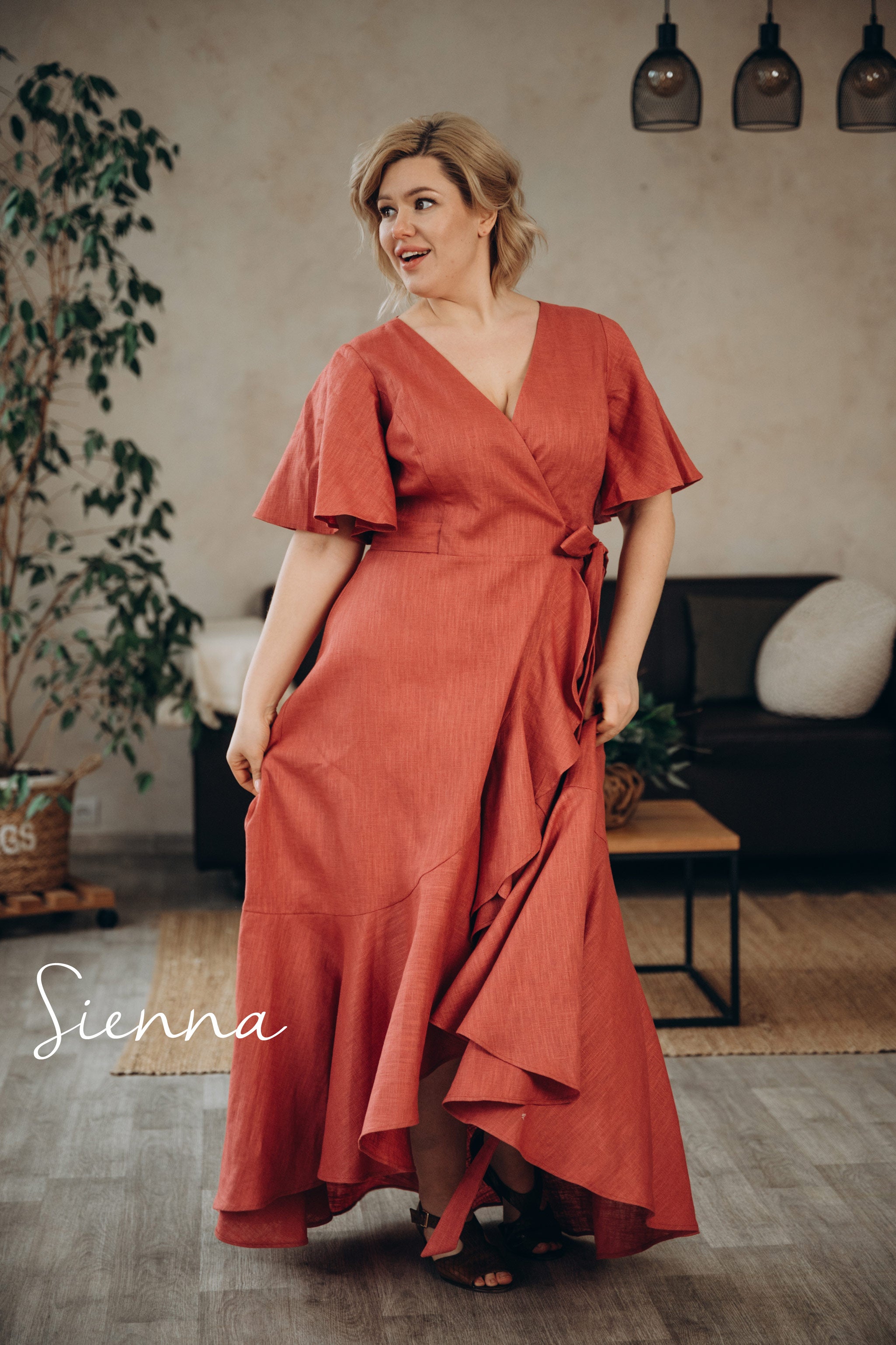 Linen Wrap Dress | Nordic Sky | Bridesmaid & Guest