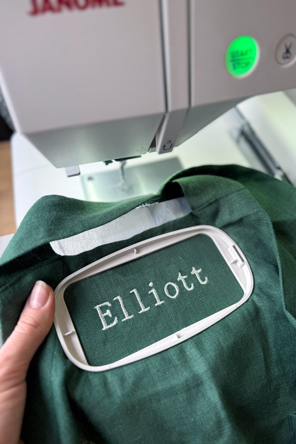 Personalized linen aprons made in the UK.