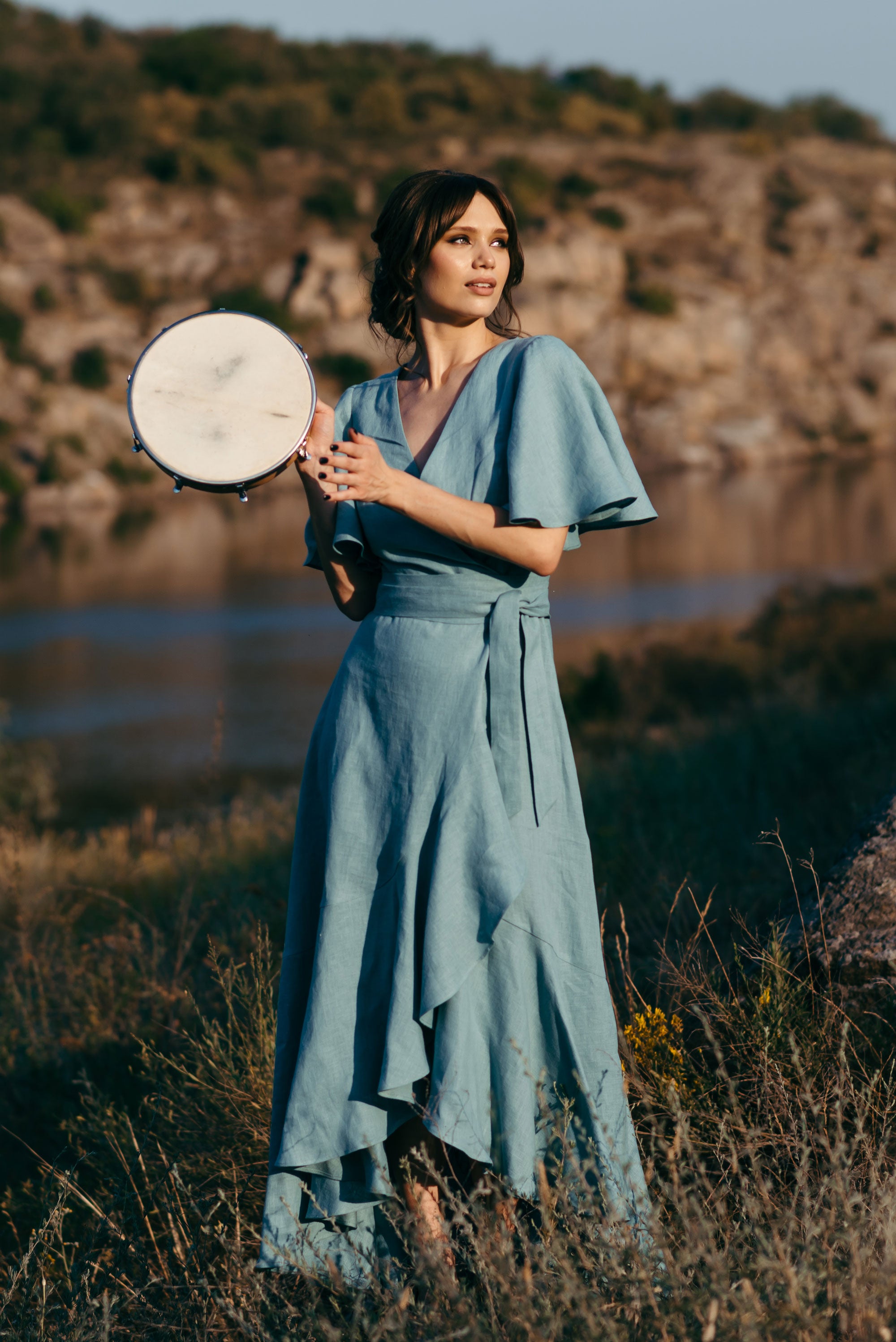 Linen Wrap Dress | Nordic Sky | Bridesmaid & Guest