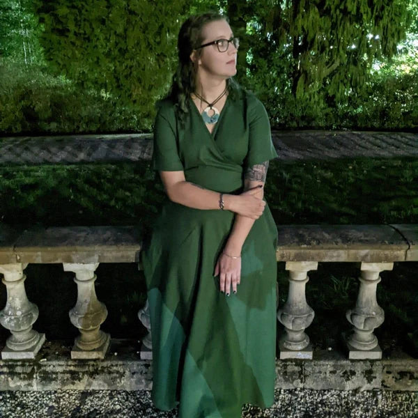 Customer wearing Midi Linen Wrap Dress | All Colours