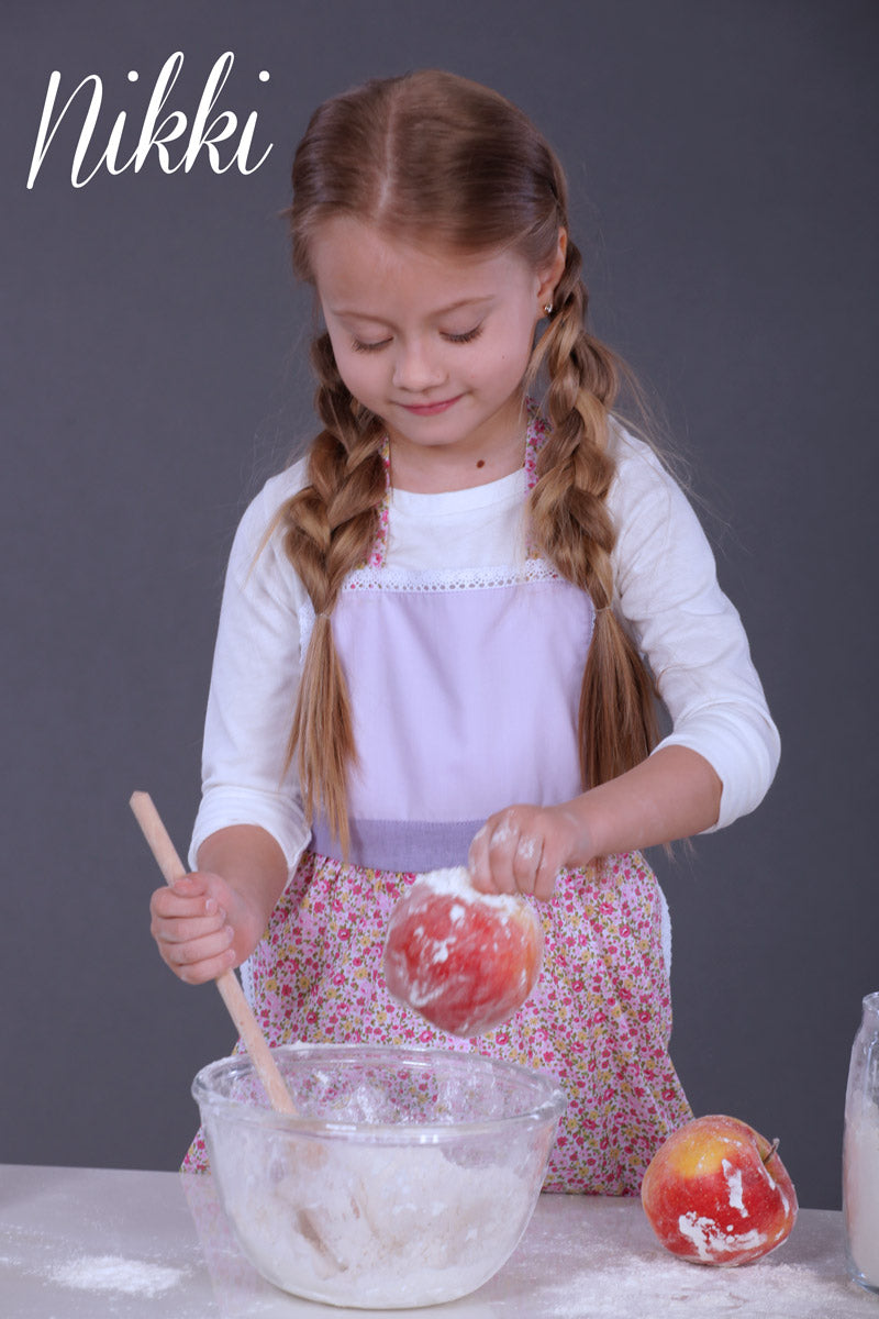 Kids' Personalised Aprons | Purple, Floral & Polka Dot Prints