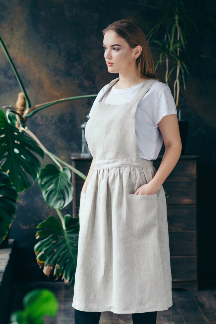 Linen pinafore on sale